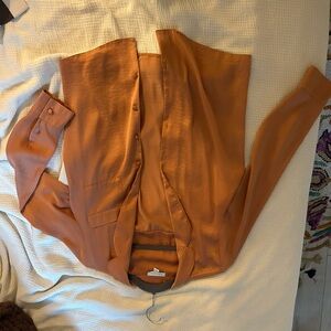 Topshop Orange Button-Up Shirt